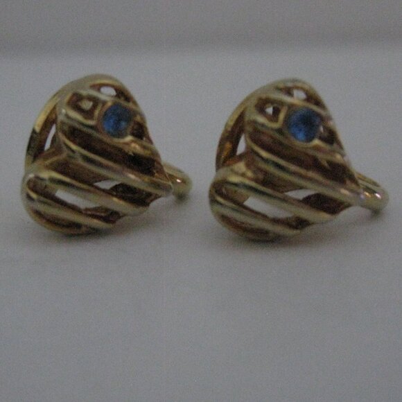 Lot of 5 Vintage Screw Back Clip On Earrings Patented Faux Gold Glass - Picture 3 of 16